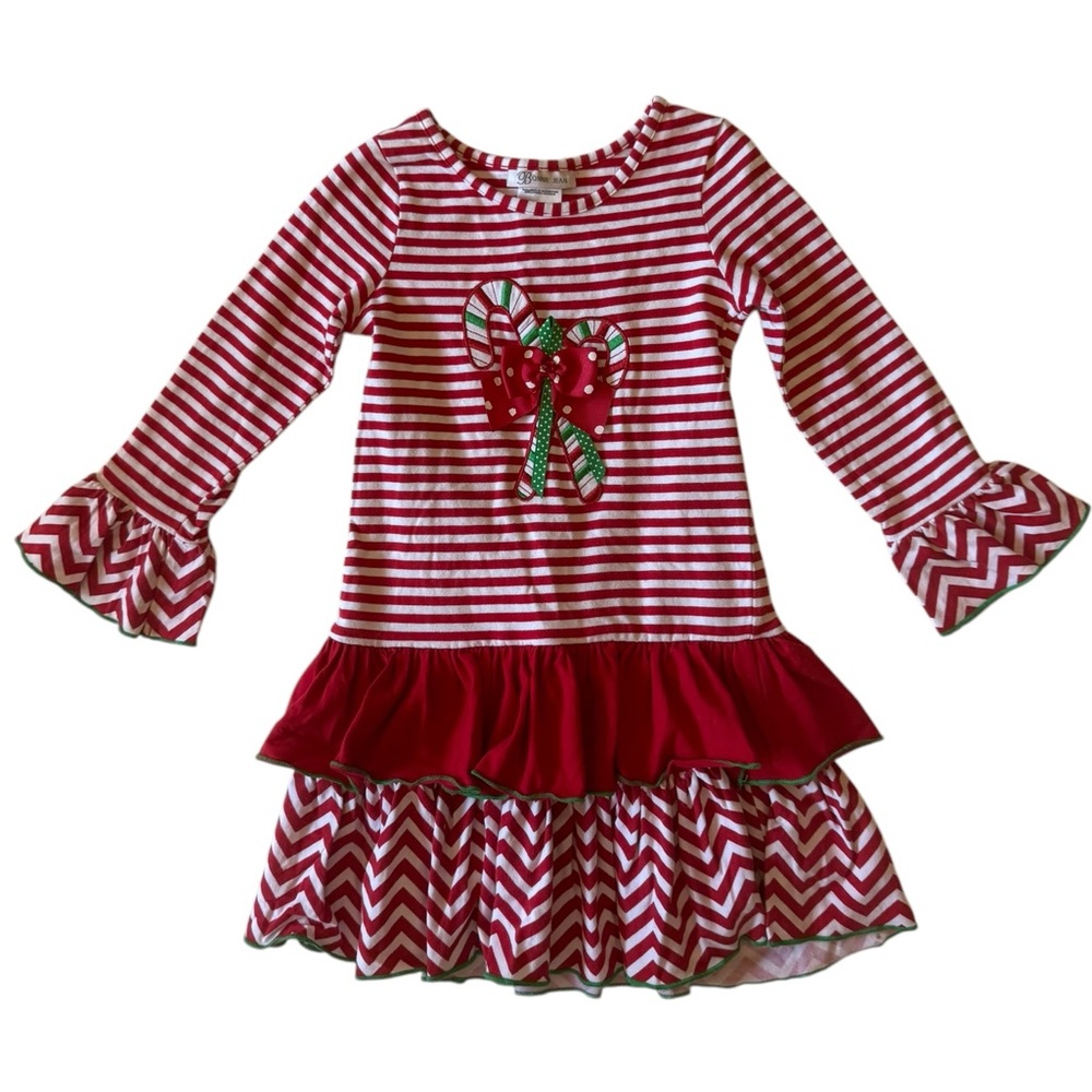 Bonnie Jean Candy Cane Striped Christmas Dress size 6 - Picture 7 of 7